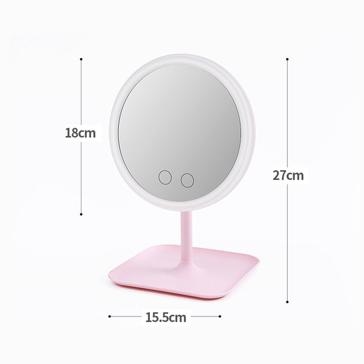 Miroir de maquillage rond avec lumière LED