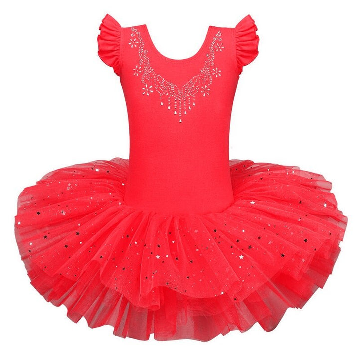 Justaucorps Tutu manches courtes strass et paillettes Kaia