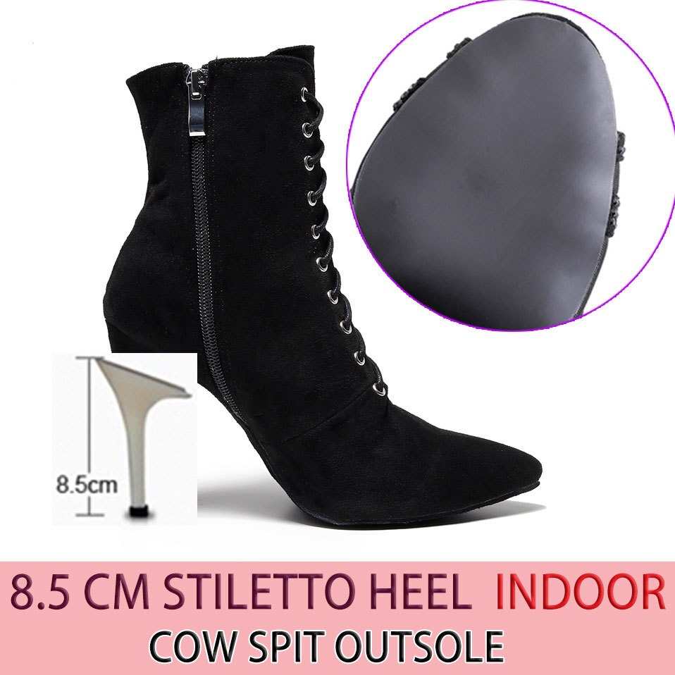 Bottines fermées danse Shayane noir Talons de 6 à 11cm semelle pour exterieur