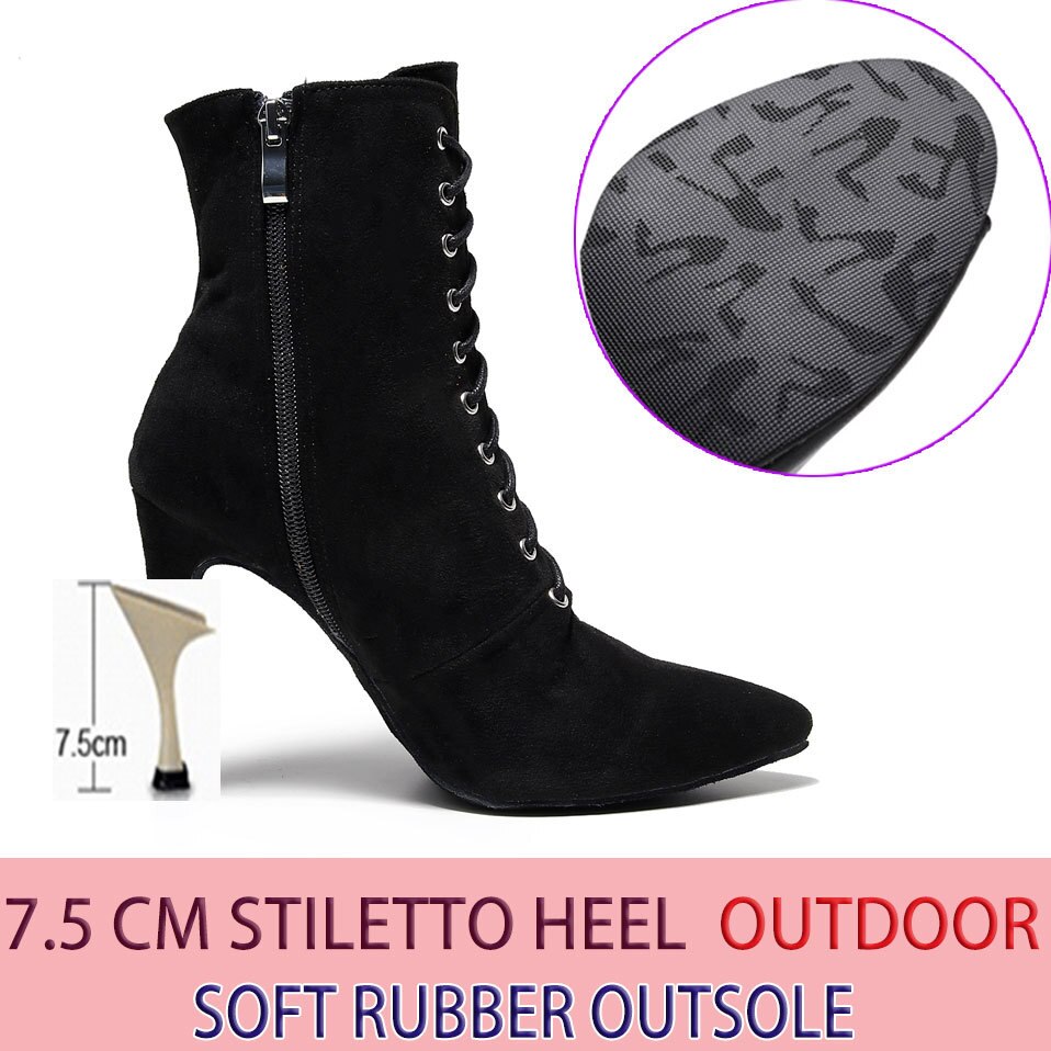 Bottines fermées danse Shayane noir Talons de 6 à 11cm semelle pour exterieur