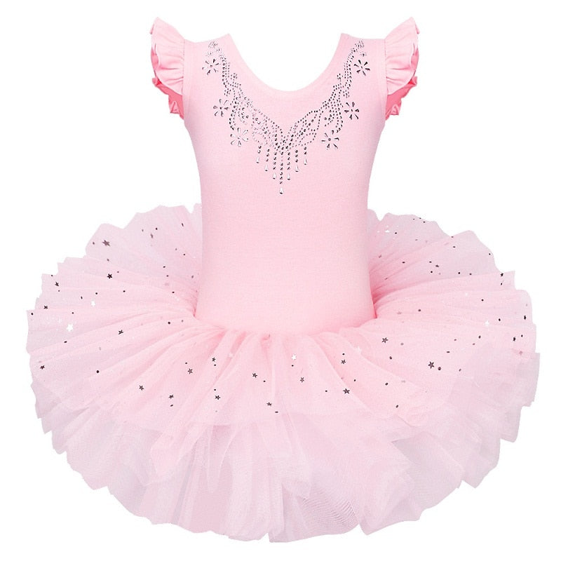 Justaucorps Tutu manches courtes strass et paillettes Kaia