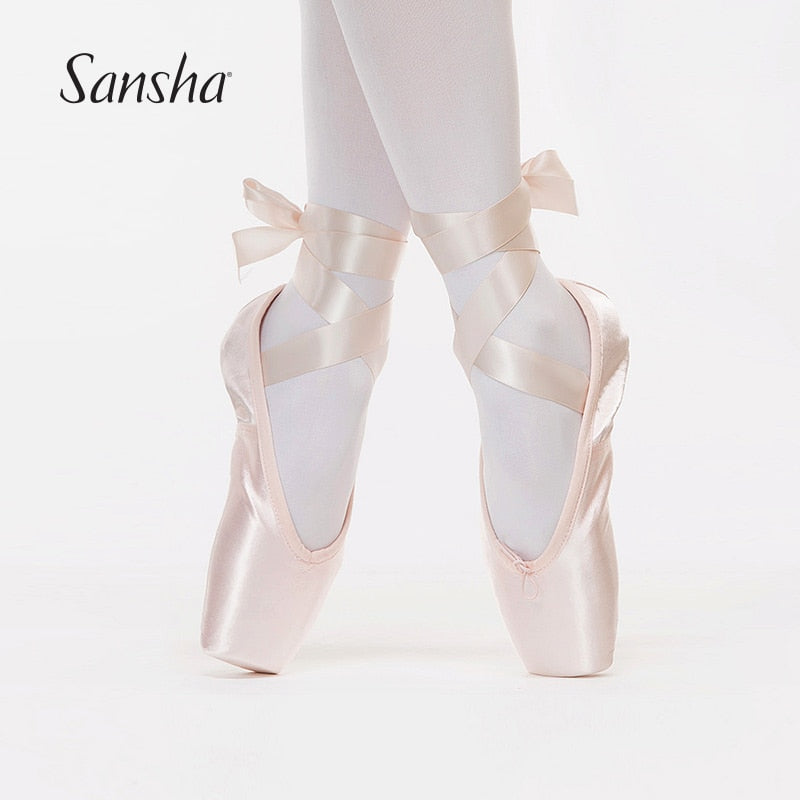 Chaussons Pointes en satin rose Sansha pour débutant