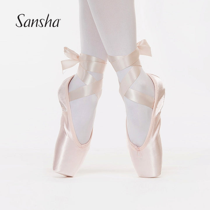 Chaussons Pointes en satin rose Sansha pour débutant