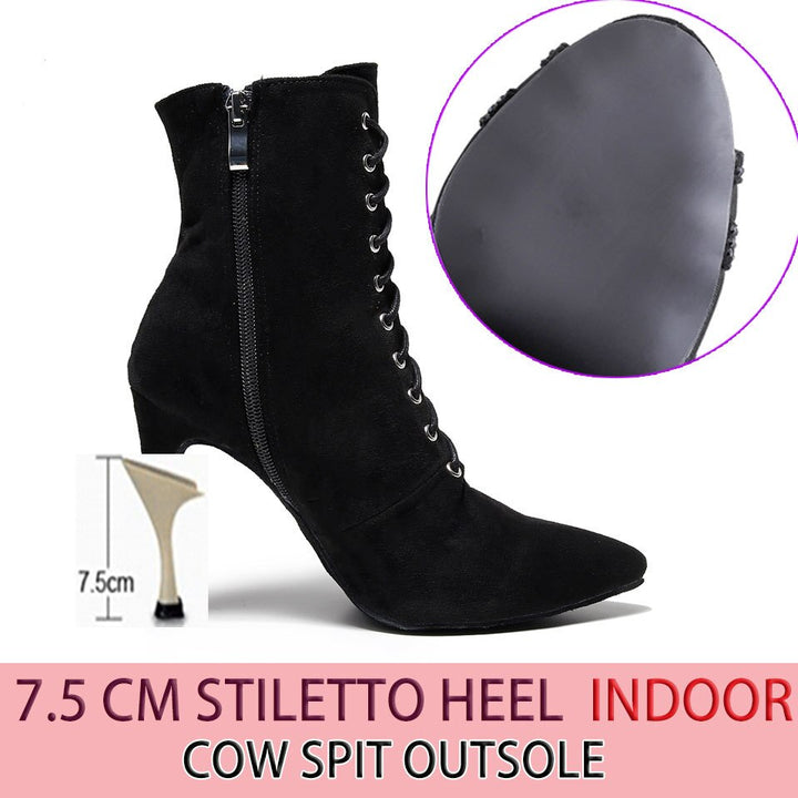 Bottines fermées danse Shayane noir Talons de 6 à 11cm semelle pour exterieur
