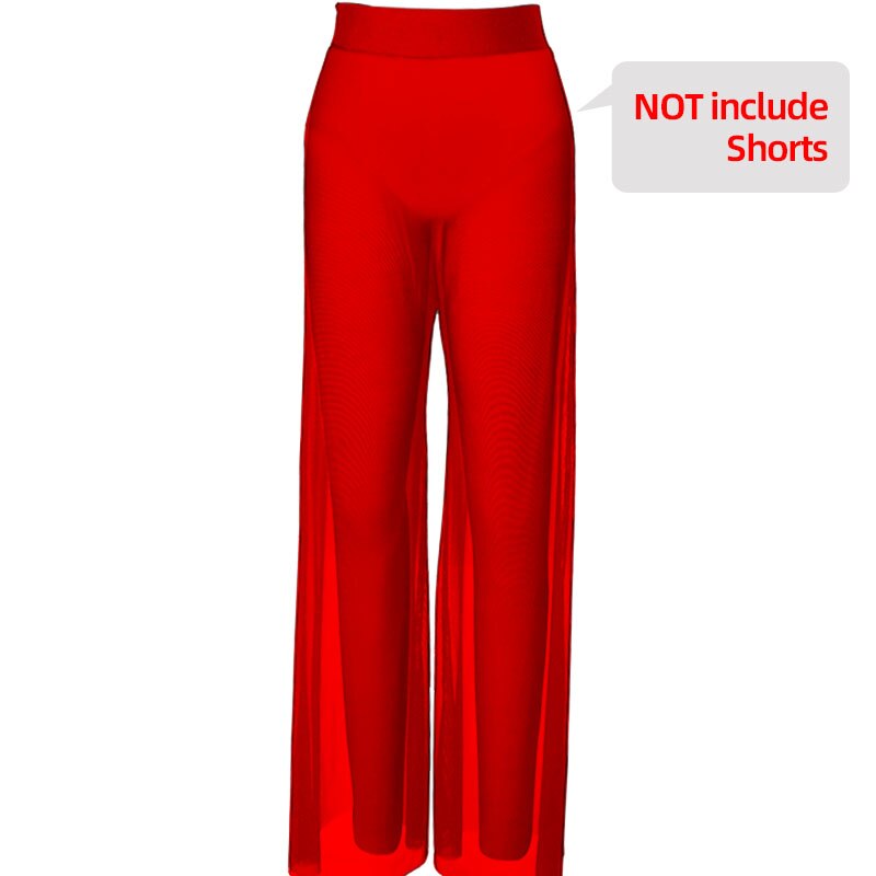 Pantalon Florence large en mesh transparent Taille L rouge
