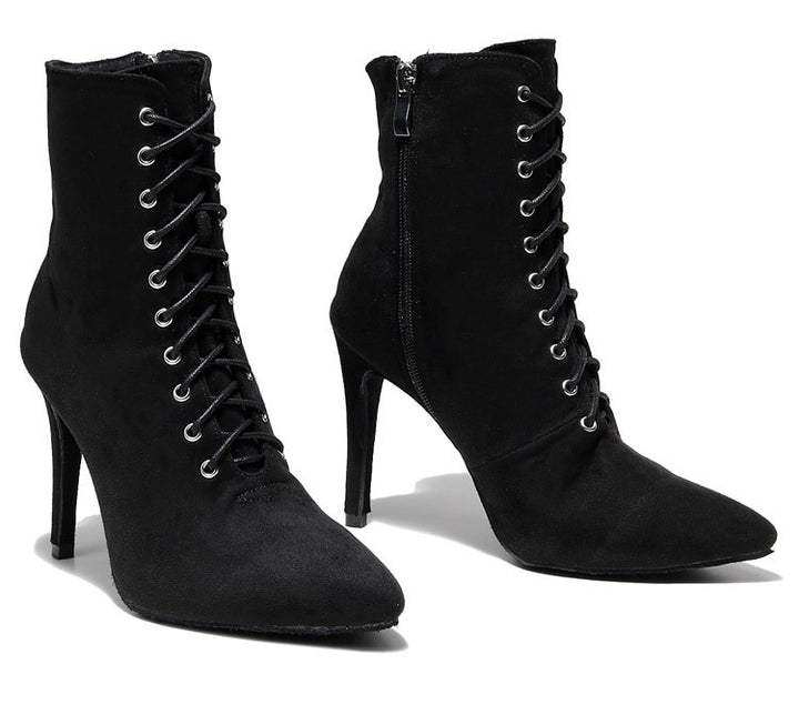 Bottines fermées danse Shayane noir Talons de 6 à 11cm semelle pour exterieur
