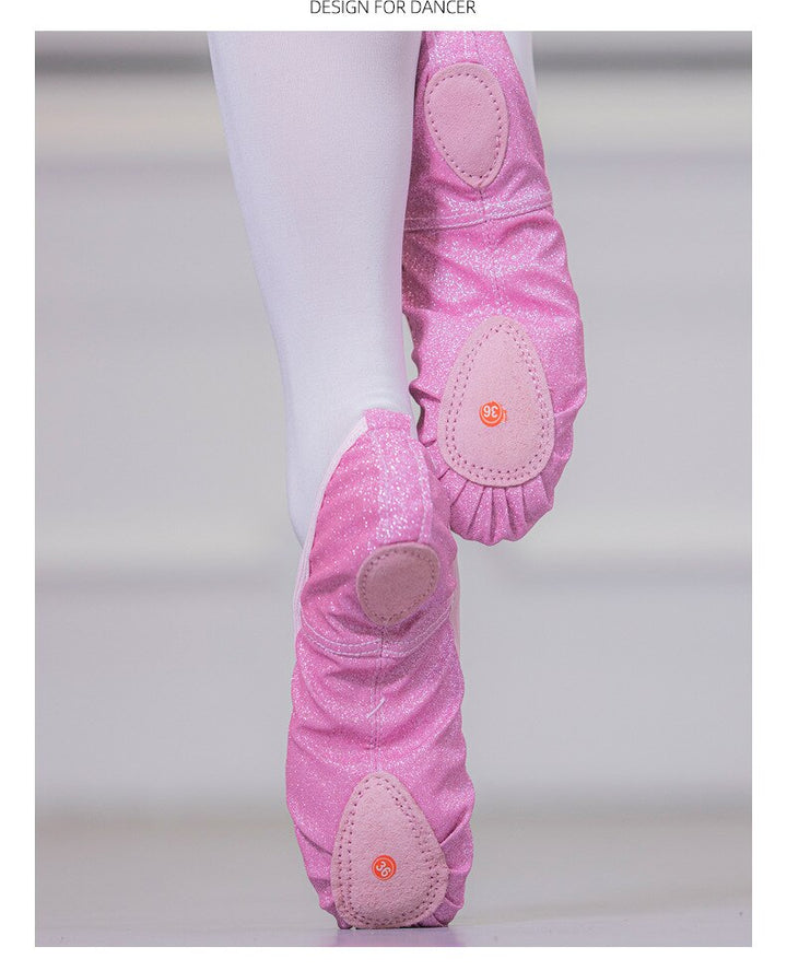 Chaussons Demi-pointes à paillettes couleur rose ou bleu