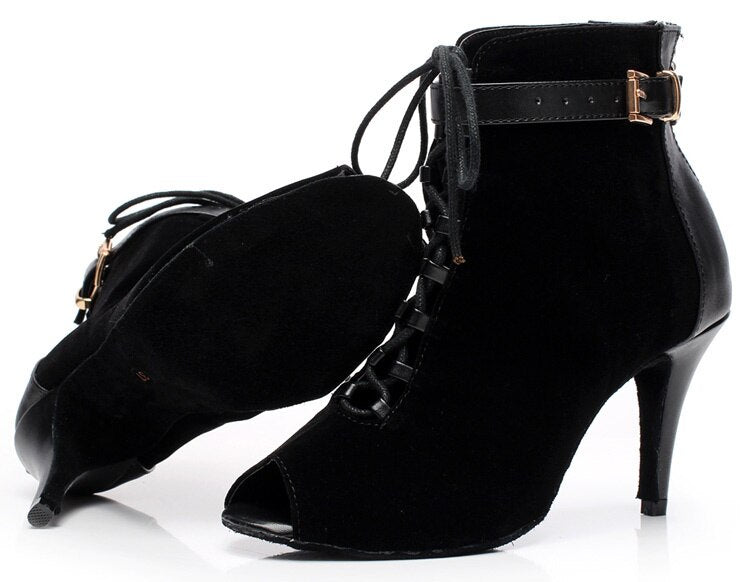 Bottines danse Nora noir semelle extérieur Talons de 6 à 8.5cm