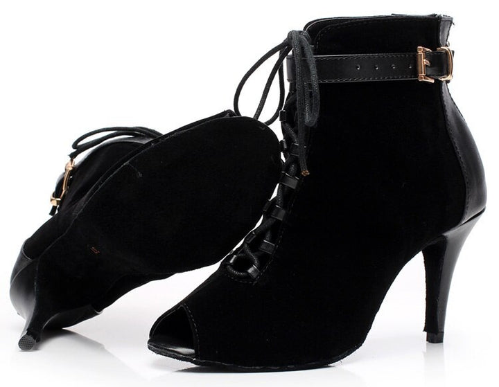 Bottines danse Nora noir semelle extérieur Talons de 6 à 8.5cm