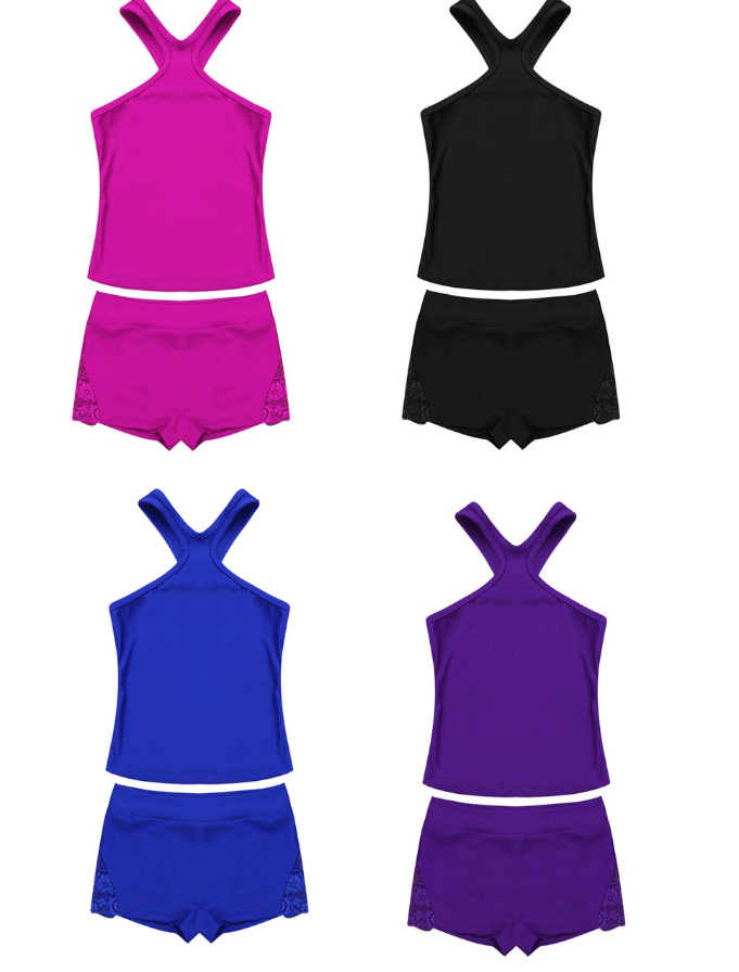 Ensemble Shorty & Débardeur bretelles en v assortis pour enfant 4 coloris au choix - Dance Store
