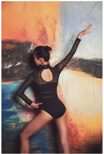 Justaucorps manches longues avec transparence Louie