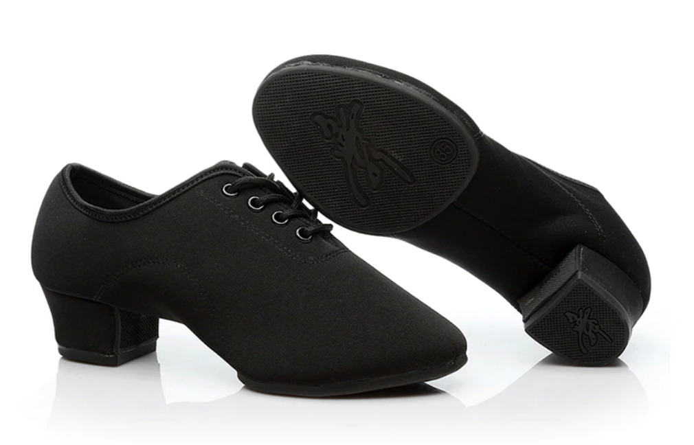 Chaussures de danse à talons bi-semelle en daim noir