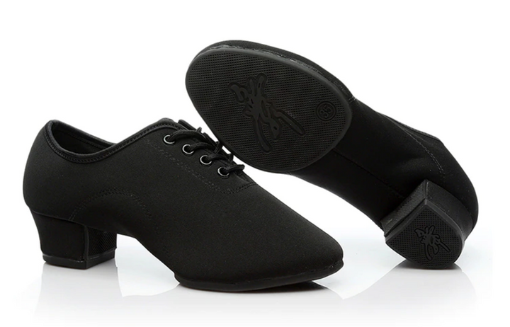 Chaussures de danse à talons bi-semelle en daim noir