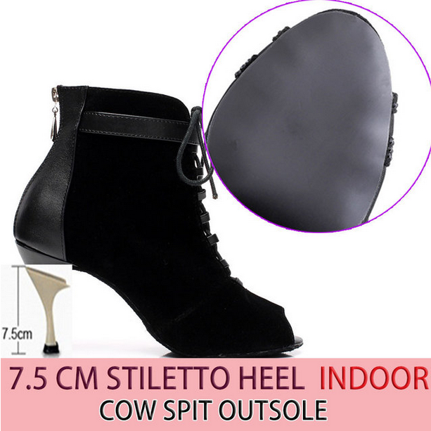 Bottines danse Nora noir semelle extérieur Talons de 6 à 8.5cm