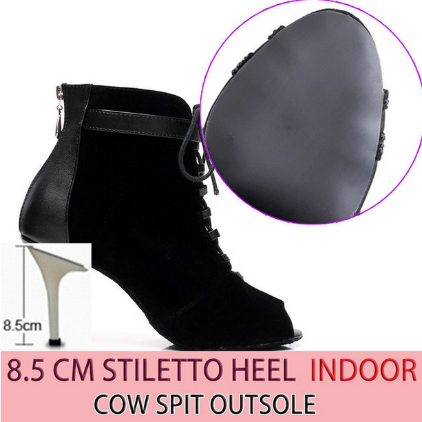 Bottines danse Nora noir semelle extérieur Talons de 6 à 8.5cm