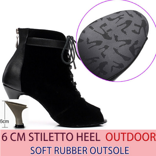 Bottines danse Nora noir semelle extérieur Talons de 6 à 8.5cm