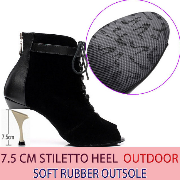 Bottines danse Nora noir semelle extérieur Talons de 6 à 8.5cm