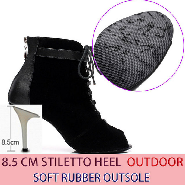 Bottines danse Nora noir semelle extérieur Talons de 6 à 8.5cm