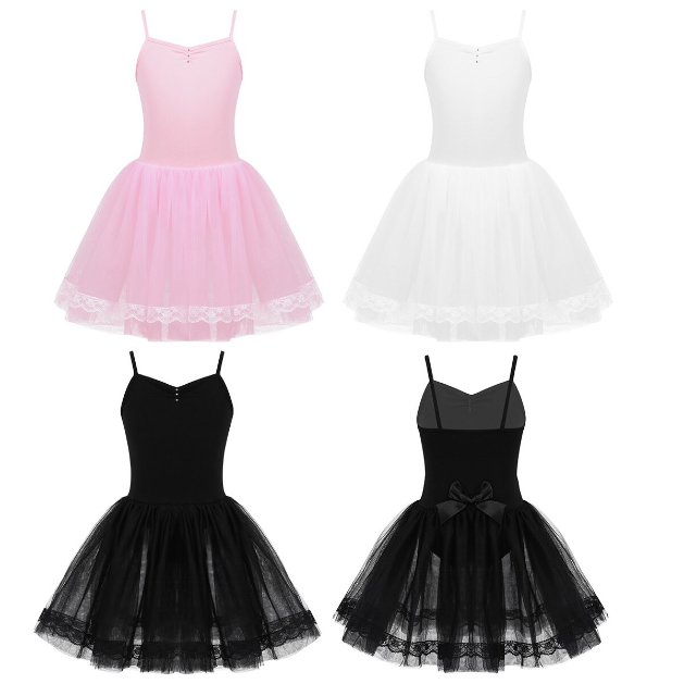 Robe tutu à fines bretelles avec dentelles et strass pour enfant 3 coloris au choix - Dance Store