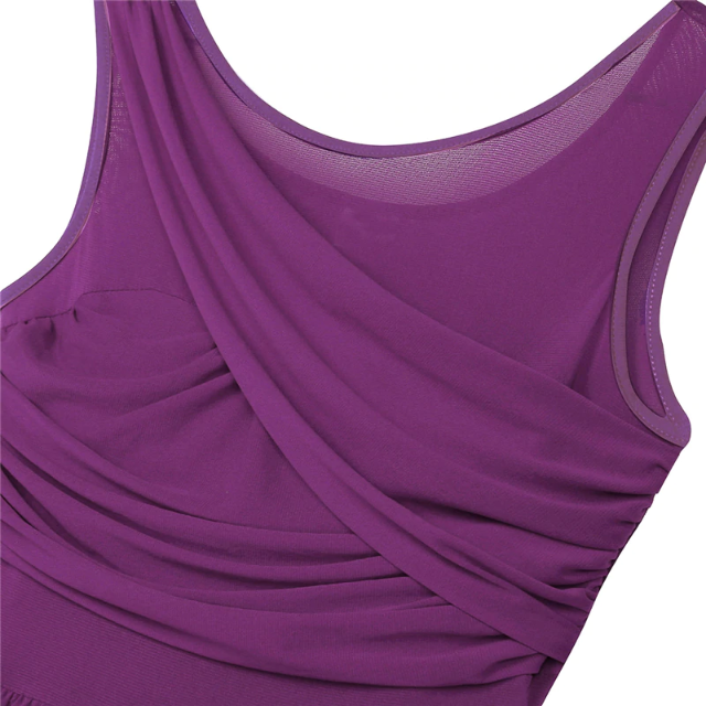 Robe Justaucorps asymétrique en mousseline de soie pour adulte 5 coloris au choix - Dance Store