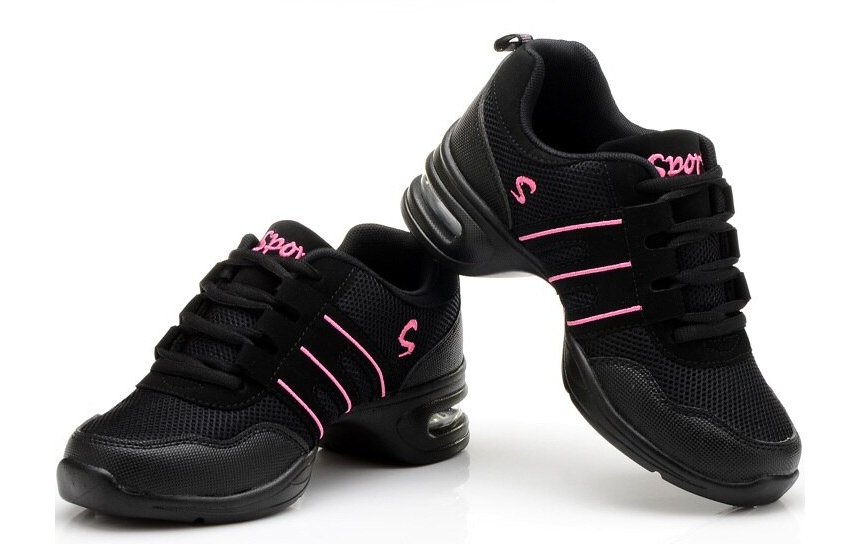 Baskets Sneakers Jazz Hip Hop Fitness pour enfant & adulte 3 coloris au choix:  noir & rose, noir & jaune, noir & gris - Dance Store