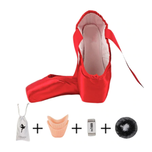 Chaussons Pointes satin rouge avec ou sans protections