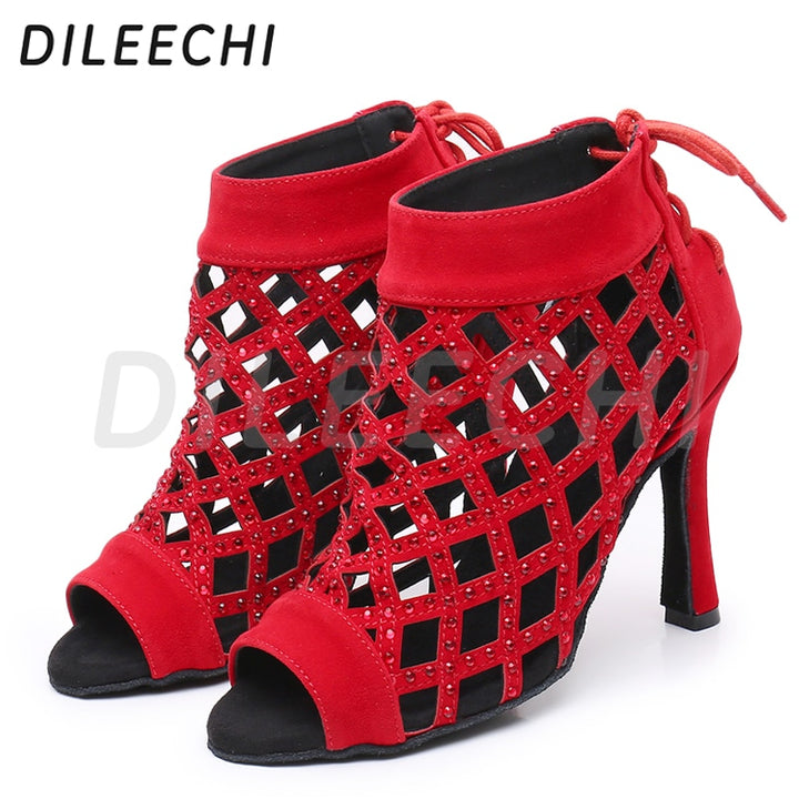 Bottines danse ajourée Noor rouge Talon 6cm T38