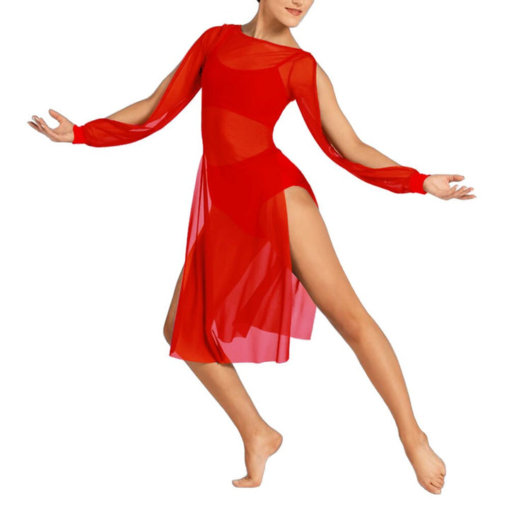 Robe fendue maille transparente avec top & shorty