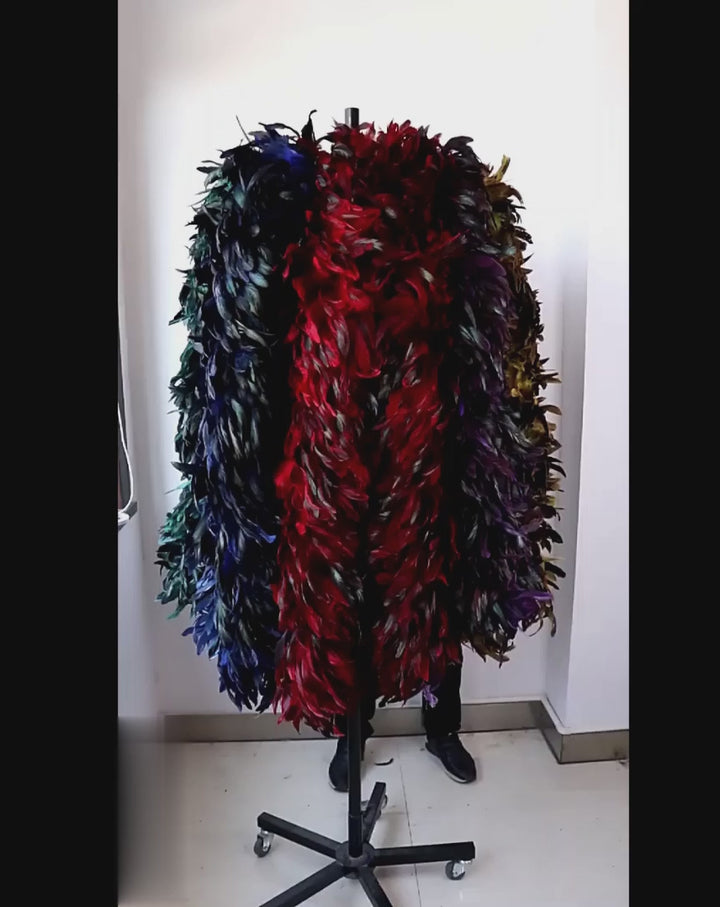 Boa en plumes de coq 2m bicolore