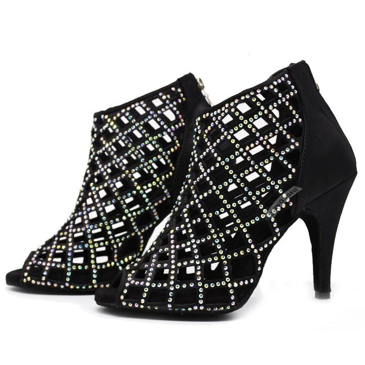 Bottines strass coloris noir Régine Talons de 6 à 10cm