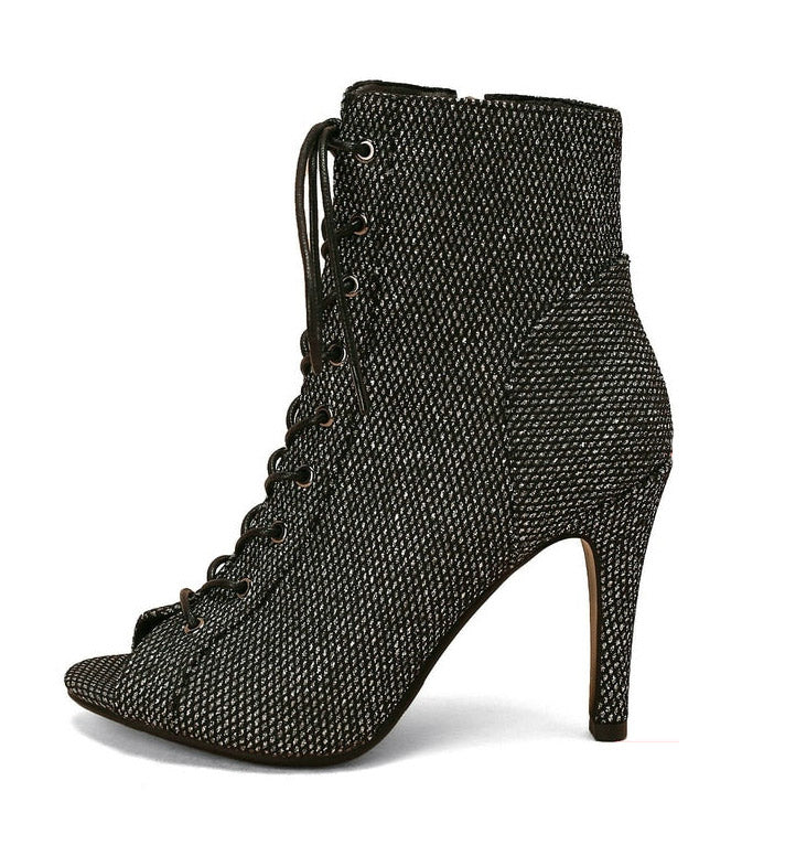 Bottines danse Marlène shiny noir Talons de 7 à 10cm