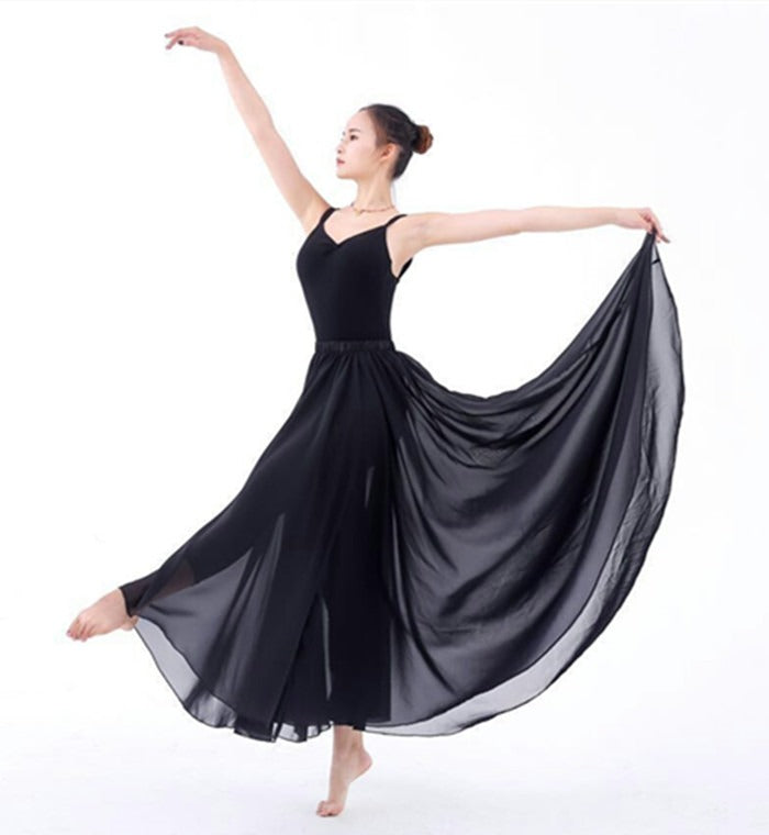 Jupe longue ample en mousseline transparente