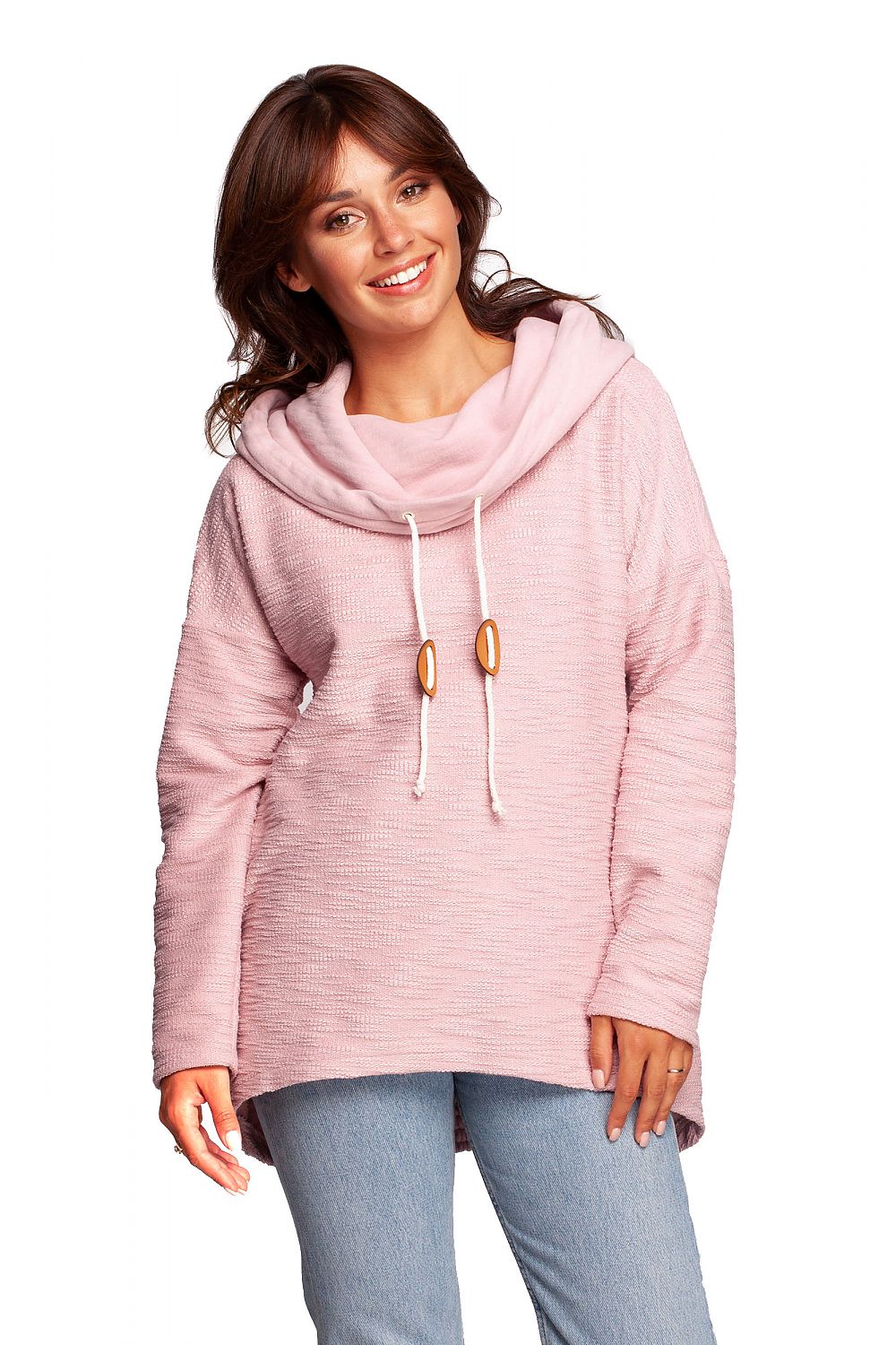 Sweat-shirt avec capuche col montant et cordon