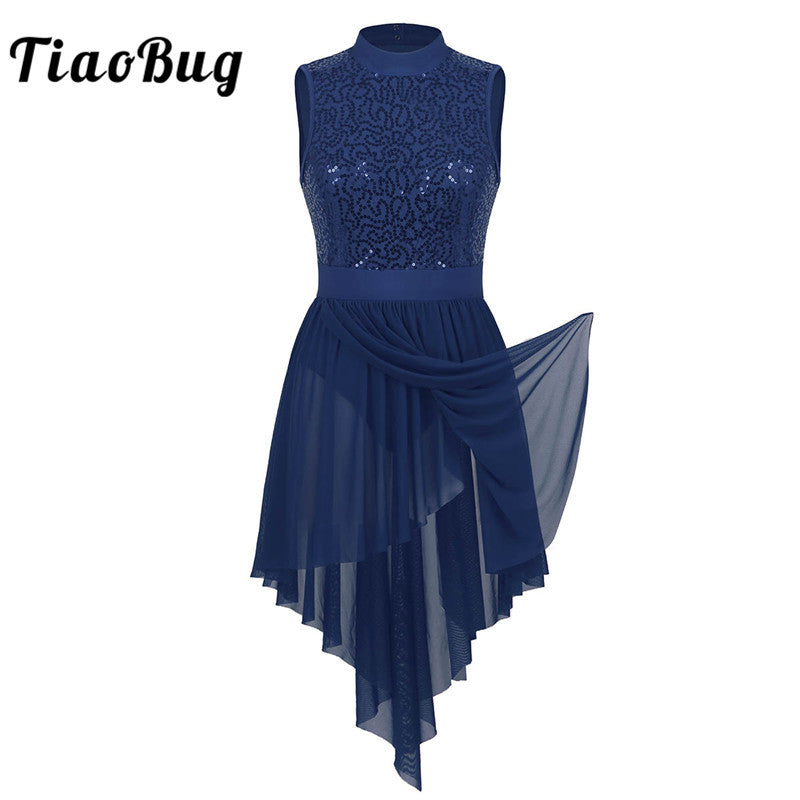 Robe justaucorps asymétrique sans manche col haut et dos nu pour adulte 4 coloris au choix - Dance Store