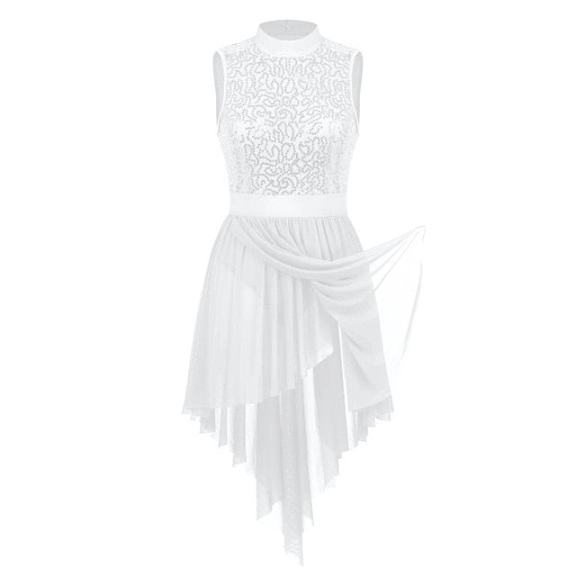 Robe justaucorps asymétrique sans manche col haut et dos nu pour adulte 4 coloris au choix - Dance Store