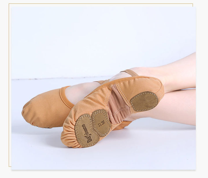 Chaussons de danse Classique demi pointes en coton stretch avec élastiques cousus aux chaussons pour adultes 2 coloris au choix: beige clair ou beige foncé - Dance Store