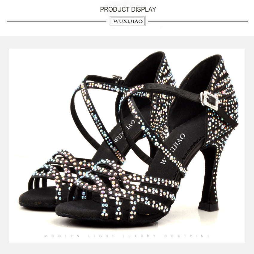 Chaussures de danse Hoa coloris noir strass Talons 6 à 10cm