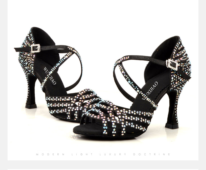 Chaussures de danse Hoa coloris noir strass Talons 6 à 10cm