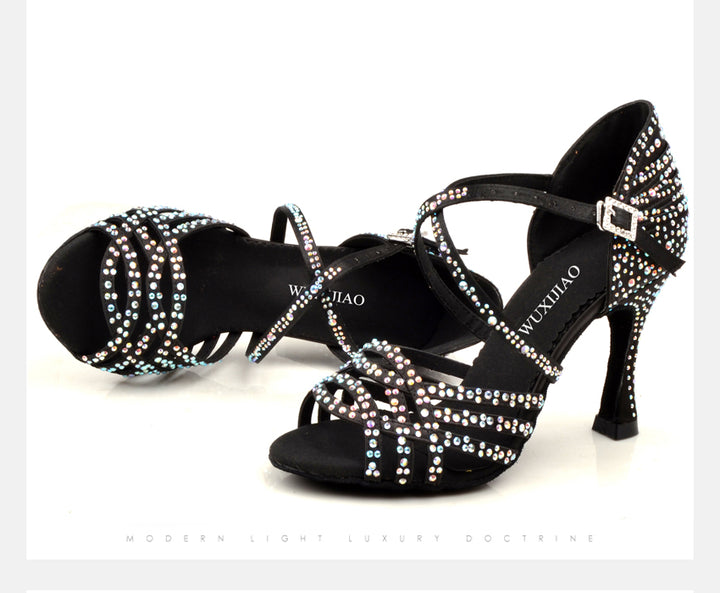 Chaussures de danse Hoa coloris noir strass Talons 6 à 10cm