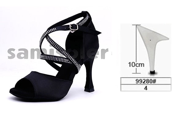 Chaussures de danse pour femme - coloris noir avec strass - Talons personnalisables: hauteurs disponibles de 6 à 10cm - Dance Store