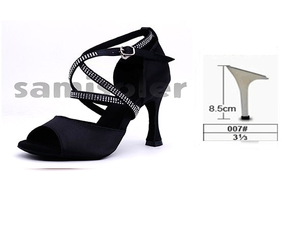 Chaussures de danse pour femme - coloris noir avec strass - Talons personnalisables: hauteurs disponibles de 6 à 10cm - Dance Store