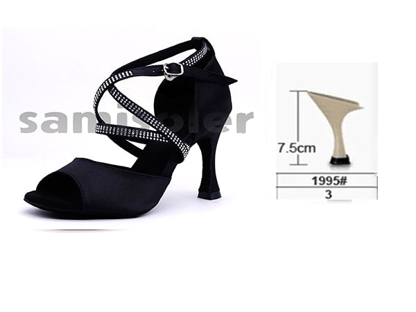 Chaussures de danse pour femme - coloris noir avec strass - Talons personnalisables: hauteurs disponibles de 6 à 10cm - Dance Store