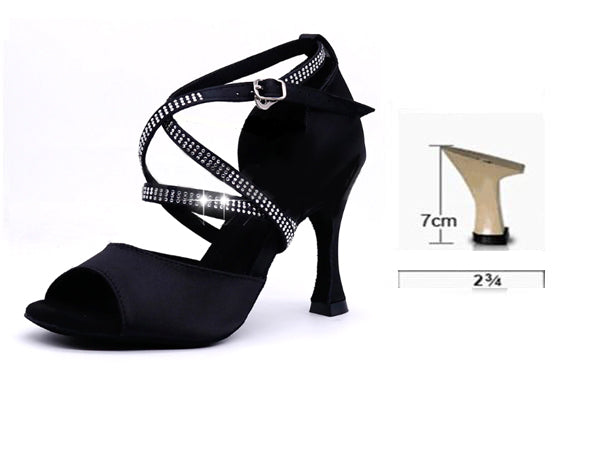 Chaussures de danse coloris noir avec strass - Talons de 7 à 10cm