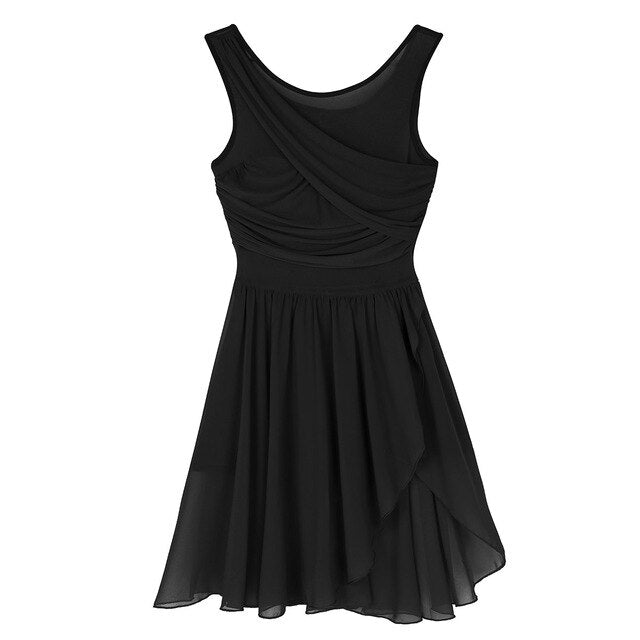 Robe Justaucorps asymétrique en mousseline de soie pour adulte 5 coloris au choix - Dance Store