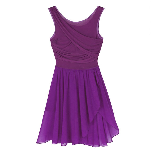 Robe Justaucorps asymétrique en mousseline de soie pour adulte 5 coloris au choix - Dance Store