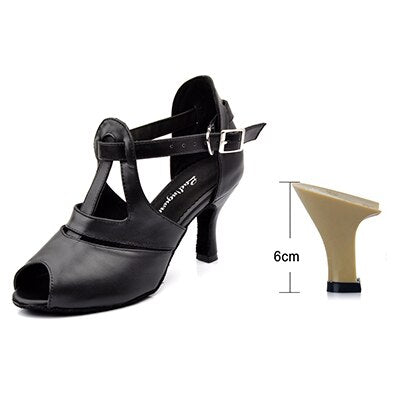 Chaussures de danse en cuir pour femme -  coloris: noir - Talons personnalisables plusieurs hauteurs disponibles: de 6 à 9 cm - Dance Store