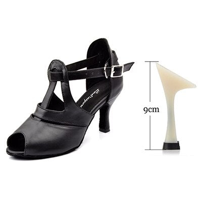 Chaussures de danse en cuir pour femme -  coloris: noir - Talons personnalisables plusieurs hauteurs disponibles: de 6 à 9 cm - Dance Store