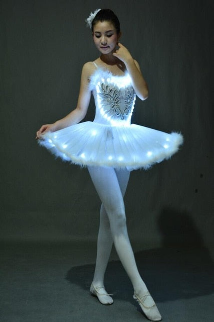Robe Tutu à bretelles avec lumières LED pour enfant et adulte 2 coloris de LED au choix : blanc ou violet - Dance Store