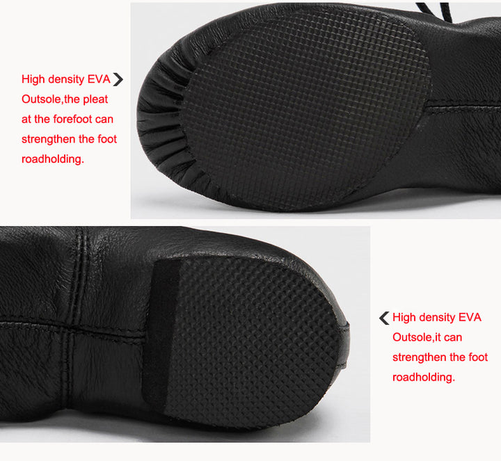 Chaussons de danse - Sneakers en cuir réglable avec lacets pour danse Jazz  pour femme - 2 coloris au choix: noir ou tan - Dance Store