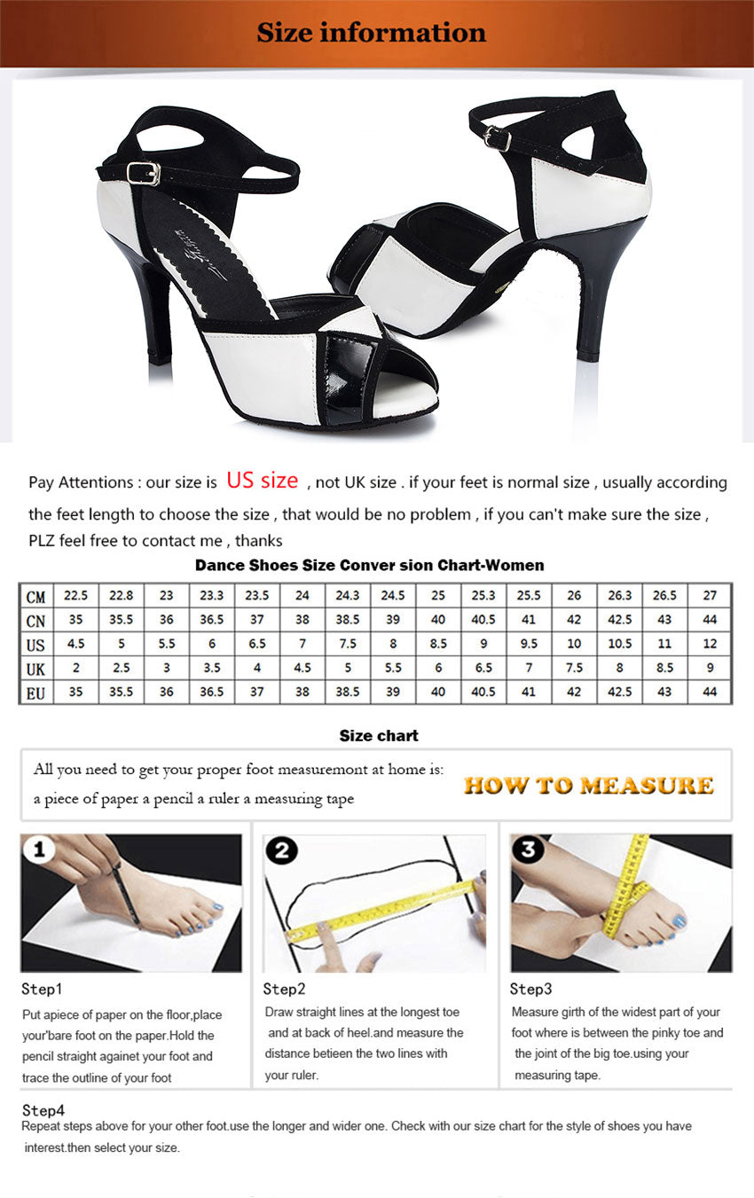 Chaussures de danse pour femme - coloris noir & blanc - Talons personnalisables: hauteurs disponibles : 6cm 7.5cm 8.5cm 10cm - Dance Store